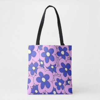 Bolso De Tela Impresión de flor azul rosa