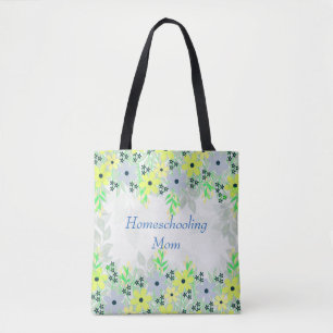 Bolso De Tela Impresión de flores amarillas y verdes en casa par