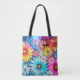 Bolso De Tela Impresión de flores de margarita coloridas abstrac