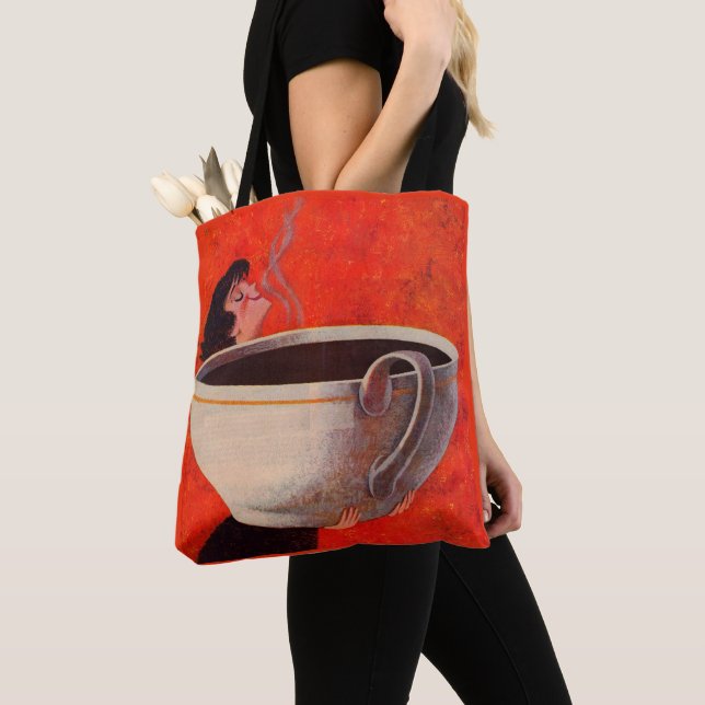 Bolso De Tela impresión de gran bebedor de café (Detalle)