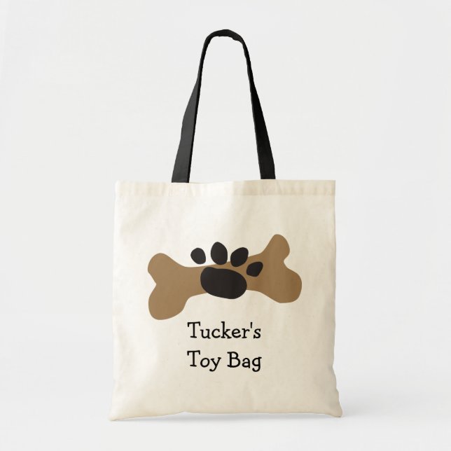 Bolso De Tela Impresión de hueso y traza de perro (Frente)