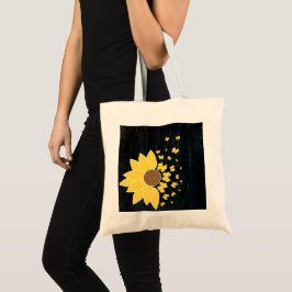 Bolso De Tela Impresión de la explosión del girasol negro