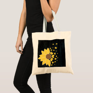 Bolso De Tela Impresión de la explosión del girasol negro