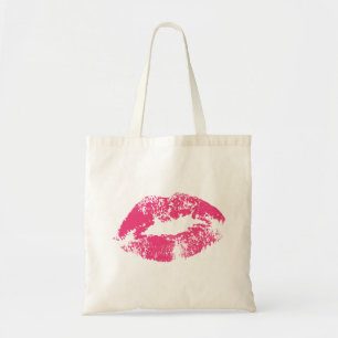 Bolso De Tela Impresión De Labios Rojos