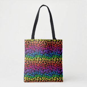 Bolso De Tela Impresión de leopardo arco iris