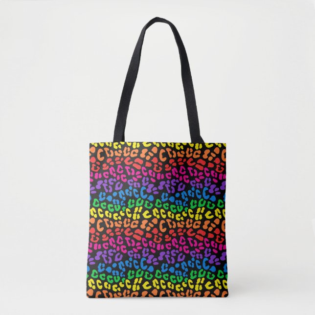 Bolso De Tela Impresión de leopardo arco iris (Anverso)