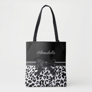Bolso De Tela Impresión de leopardo de cinta negra