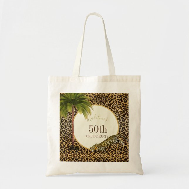 Bolso De Tela Impresión de leopardo de crucero 50 y 50 (Frente)