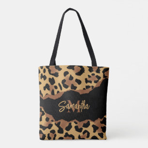 Bolso De Tela Impresión de leopardo de monograma cúpula