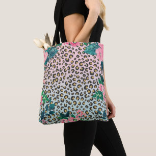 Bolso De Tela Impresión de leopardo de Purpurina floral color r