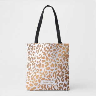 Bolso De Tela Impresión de Leopardo Dorado