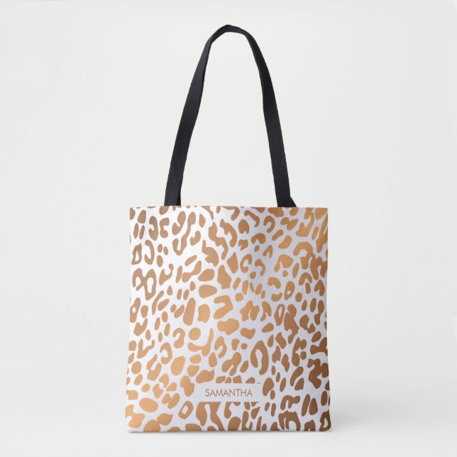 Bolso De Tela Impresión de Leopardo Dorado (Anverso)