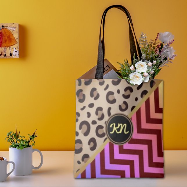 Bolso De Tela Impresión de leopardo monograma Zigzag Chevron de  (Subido por el creador)