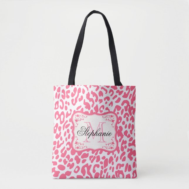 Bolso De Tela Impresión de leopardo rosa (Anverso)
