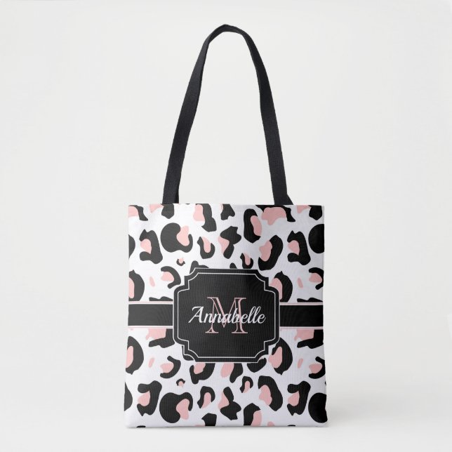 Bolso De Tela Impresión de leopardo rosa (Anverso)