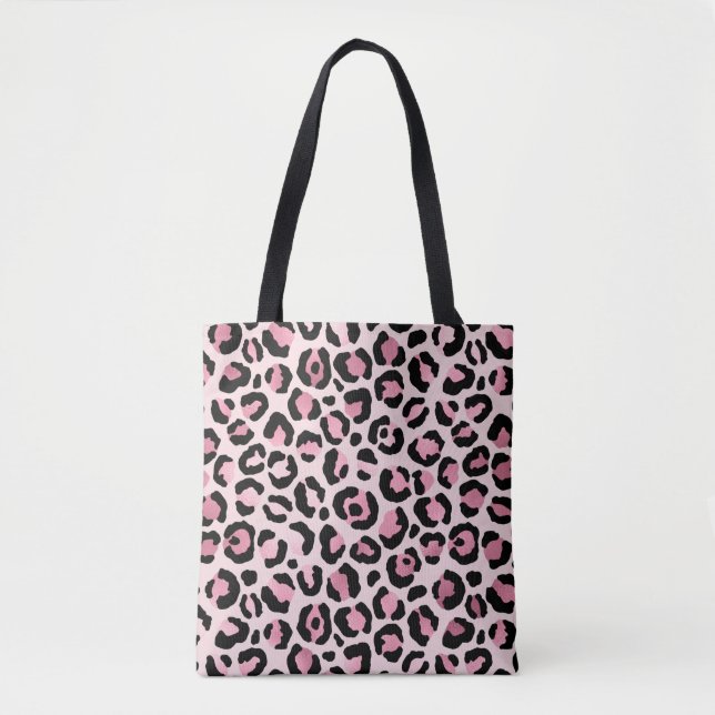 Bolso De Tela Impresión de leopardo rosa y negro de moda (Anverso)