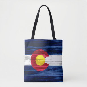 Bolso De Tela Impresión de madera de la bandera de Colorado por