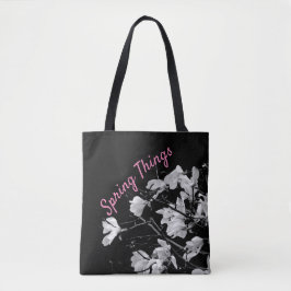 Bolso De Tela Impresión de magnolia en blanco y negro