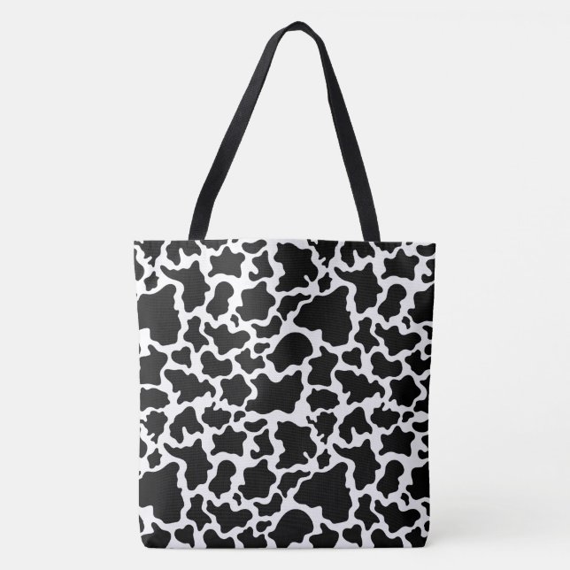Bolso De Tela Impresión de manchas de vaca blanco y negro de gra (Anverso)