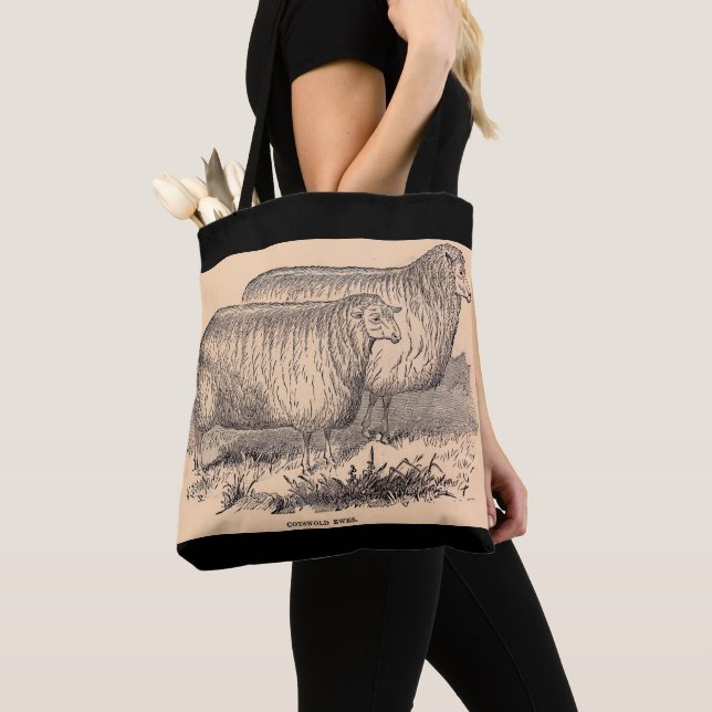 Bolso De Tela Impresión de ovejas Cotswold del siglo XIX (Detalle)