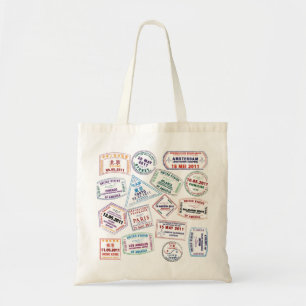 Bolso De Tela Impresión de patrón de sello de pasaporte