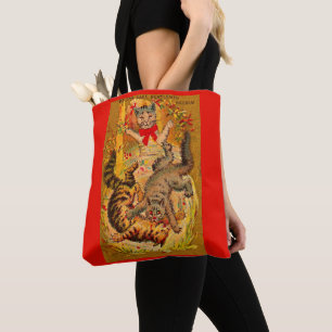Bolso De Tela impresión de pelea de gatos