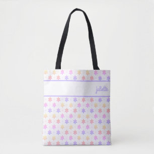 BOLSO DE TELA IMPRESIÓN DE PEQUEÑAS FLORES DE PÚRPURA DE BONITO
