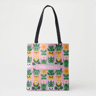 Bolso De Tela Impresión de planta en maceta personalizable linda