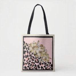 Bolso De Tela Impresión de tigres y Tote de flores de malva y ma