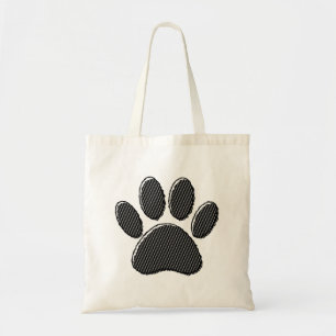 Bolso De Tela Impresión de tracción de cachorro rayada en blanco
