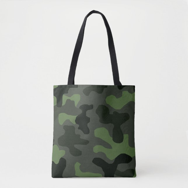 Bolso De Tela Impresión del camuflaje verde oscuro gris n.º 14 (Anverso)