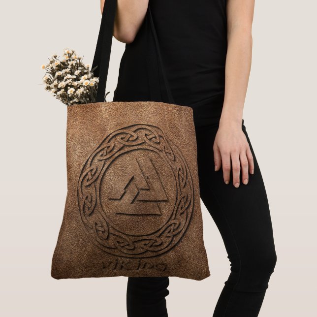 Bolso De Tela Impresión del cuero del guerrero de Viking (Detalle)