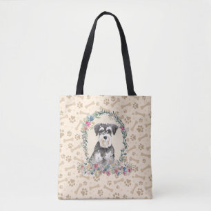 Bolso De Tela Impresión en miniatura de hojas de perro Schnauze