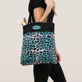 Bolso De Tela Impresión estilizada de animales de leopardo azul 