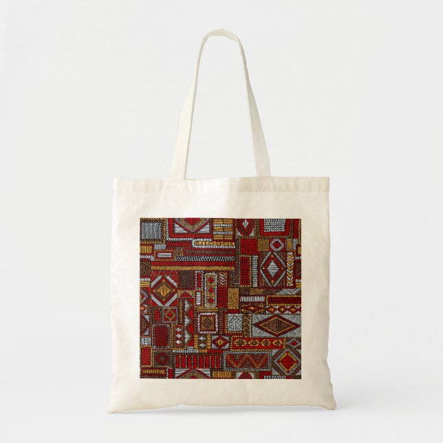 Bolso De Tela Impresión étnica bordada estilo de mosaico (Frente)