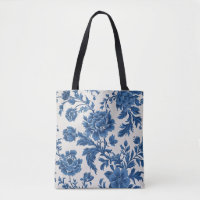 Impresión floral de inspiración victoriana azul y