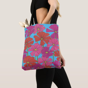Bolso De Tela Impresión floral luminosa de Cosmos