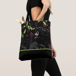 Bolso De Tela Impresión floral negra