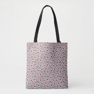 Bolso De Tela Impresión floral rosa y azul turquesa 