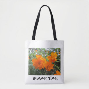Bolso De Tela Impresión fotográfica de flores de cosmos naranja