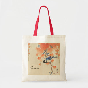 Bolso De Tela Impresión japonesa de color de agua vintage con pá