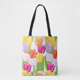 Bolso De Tela Impresión multicolora gigante del tulipán