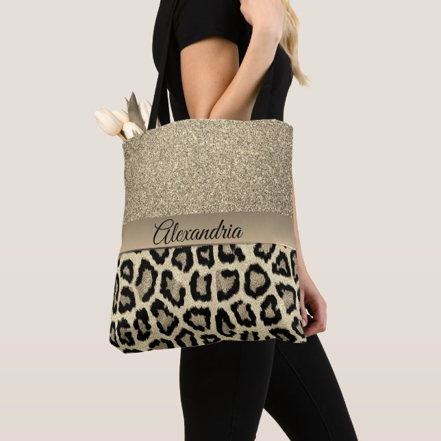 Bolso De Tela Impresión personalizada de Leopardo de oro Purpuri (Detalle)