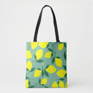 Bolso De Tela Impresión sencilla de fondo verde y limón.