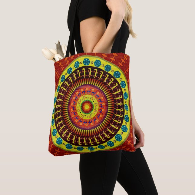 Bolso De Tela Impresión tribal azteca mexicana sobre la piel de  (Detalle)