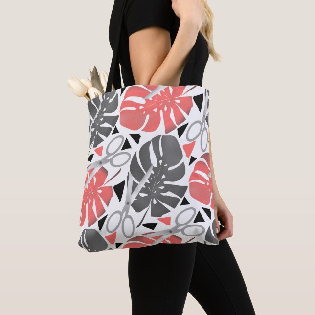 Bolso De Tela Impresión tropical de monstera hojas tijeras jungl (Detalle)