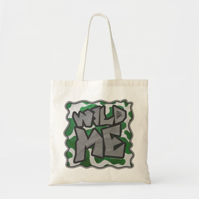 Bolso De Tela Impresión verde y blanca de vaca salvaje (Frente)