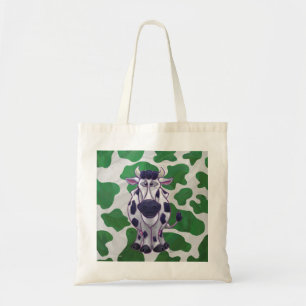 Bolso De Tela Impresión verde y blanca de vaca salvaje