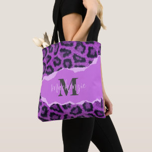Bolso De Tela Impresión violeta de leopardo