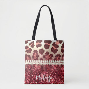 Bolso De Tela Impresión y Purpurina de leopardo rosa